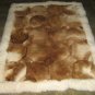 Brown and white Alpaca fur rug, 90 x 60 cm