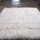 White alpaca fur rug with Octagon designs, 300 x 280 cm