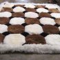White and brown Alpaca fur rug, Octagon designs 80 x 60 cm