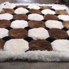 White and brown Alpaca fur rug, Octagon designs 190 x 140 cm