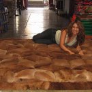 Brown alpaca fur carpet with rhombus designs, 80 x 60 cm