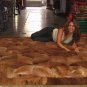 Brown alpaca fur carpet with rhombus designs, 80 x 60 cm