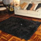 Black alpaca fur carpet, from the Andes of Peru, 220 x 200 cm