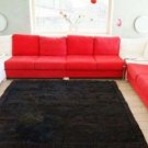 Peruvian baby alpaca fur carpet, dyed black, 80 x 60 cm
