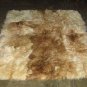 Baby alpaca fur carpet from the Andes of Peru, white and brown spots, 80 x 60 cm