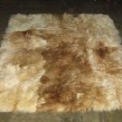 Baby alpaca fur carpet from the Andes of Peru, white and brown spots, 90 x 60 cm