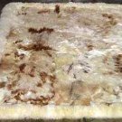 White baby alpaca fur rug with brown little spots from Peru, 80 x 60 cm