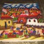 Peruvian motive wall rug Marketplace in the Andes