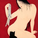 "Virgin and Black Cat" BIG Japanese Art Print Hiroaki