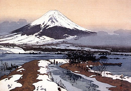 "Fuji From Lake Kawagachi" Japanese Art Print Yoshida