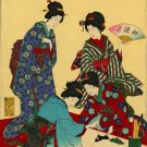 "Lady Painting" Japanese Art Print by Chikanobu Japan