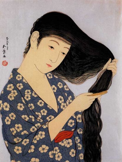 "Long Black Hair" Art Japanese Print Art Japan by Goyo