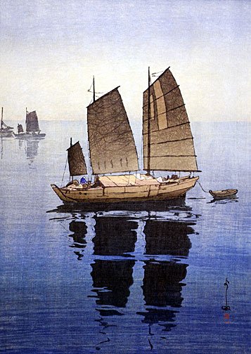 "Sailing Boats Forenoon" Japanese Art Print by Yoshida
