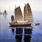 "Sailing Boats Forenoon" Japanese Art Print by Yoshida