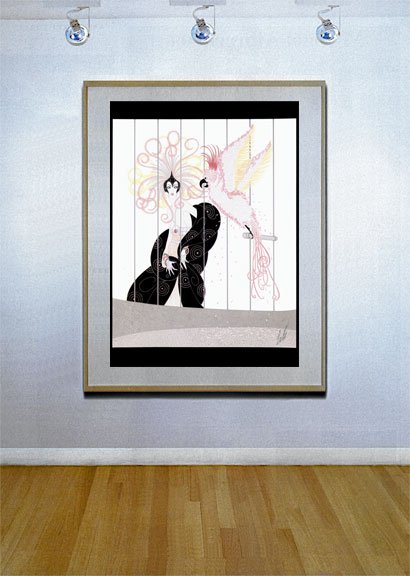 "The Bird Cage" HUGE Art Deco Print by Erte