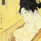 Teppo 15x22 Lady Bathing Japanese Shunga Print Utamaro Asian Art Japan Warrior