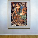 Samurai & Dragon 30x44 Japanese Art Print by KuniyoshiAsian Art Japan Warrior