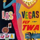 Vintage David Klein TWA Poster Las Vegas Mid Century Modern