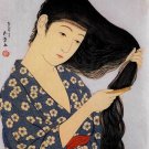 Long Black Hair 15x22 Japanese Print Japan by Goyo Asian Art Japan
