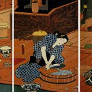Cooking in a Japanese Kitchen 22x30 Japanese Art Print Asian Art Japan
