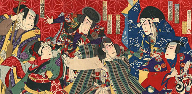 Kabuki Actors 15x22 Japanese Print by Kunimasa Asian Art Japan Warrior Samurai