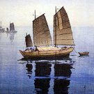 Sailing Boats Forenoon 15x22 Japanese Print by Yoshida Asian Art Japan