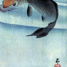 Two Carp 22x30 Japanese Art Print by Koson Hand Numbered Ltd. Edition