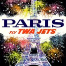 Vintage David Klein TWA Poster Paris France Mid Century Modern Eiffel Tower