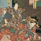Samurai and Musician 15x22 Hand Numbered Japanese Print by Kunisada Asian Art