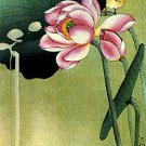 Songbird and Lotus 30x44 Japanese Art Print by Koson Asian Art Japan