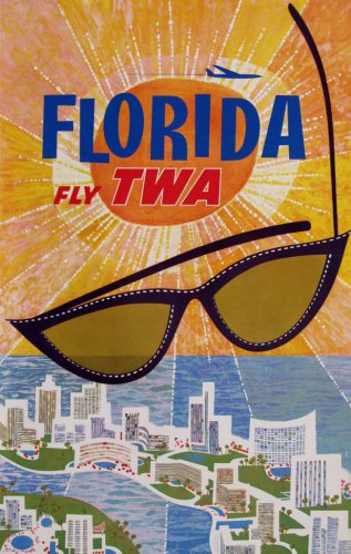 Vintage David Klein TWA Poster Florida Mid Century Modern