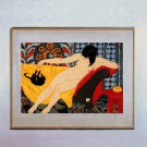 Nude Playing With Cat 15x22 Japanese Print cats Yoshida Asian Art Japan