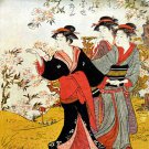 Cherry Blossoms at Ueno 15x22 Japanese Print  Kiyonaga Asian Art Japan