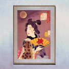 Geisha and Moon 15x22 Japanese Print by Yoshitoshi Asian Art Japan