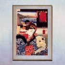 Reading To Her Cat 15x22 Japanese Print by Kuniyoshi Asian Art Japan