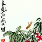Grasshopper & Flowers 15x22 Chinese Print Chi Pai Shih asian art