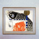 Flying Banner and Carp 15x22 Japanese Print by Kuniyosh Asian Art Japan Warrior