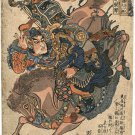 Samurai Bravery 15x22 Japanese Print Kuniyoshi Asian Art Japan Warrior sushi