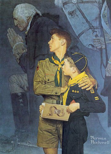 Can't Wait  22x30 Boy Scout Art Print by Norman Rockwell 