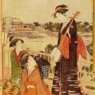 Ladies Playing Music 15x22 Japanese Print Kiyonaga Asian Art Japan Warrior sushi