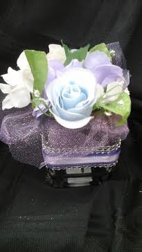 6 Beautiful Center Piece - Lavander, Light Blue and White
