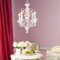Four Light White Beaded Mini Chandelier
