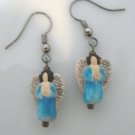 Hand Painted Ceramic Dangle Angel Earrings #01