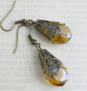 Amber Glass Drop Earrings