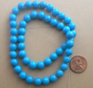 Mountain Jade Beads Round 8mm Strand - Turquoise Blue