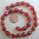 Faceted Glass Teardrop Drop Beads 10x13mm - 16" Strand - Rust