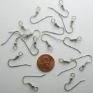 French Ear Hooks Wire w/ Large 5mm Loop / Hole Silver 10 Pairs (20)