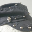 D&Y Womens Hat Cadet Baseball Cap w/ Skulls Spikes - Dark Gray / Silver / Distressed NWT