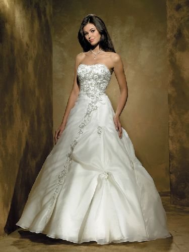 Allure Ivory White/Silver Strapless Wedding Gown 8327