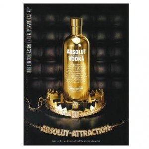 ABSOLUT ATTRACTION Vodka Magazine Ad w/ BLING BLING Bottle